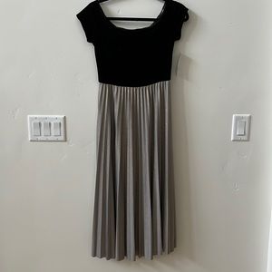 Donna Morgan velvet and gold pleated dress